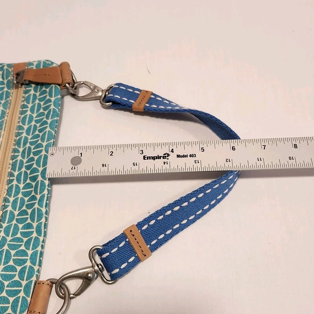Fossil Canvas Side Zip Bag Turquoise‎ Geometric Pattern 10